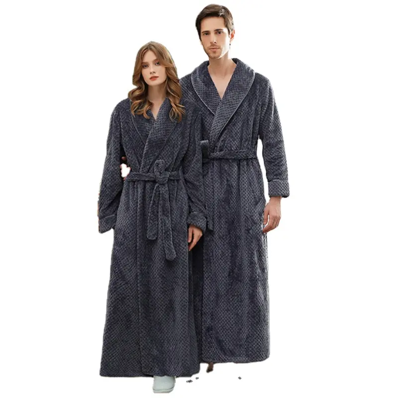 Modehaus Robe für Männer Winter verdickte lange Robe Reiß verschluss Nachthemd Flanell Paar Nachthemd Liebhaber Pyjama