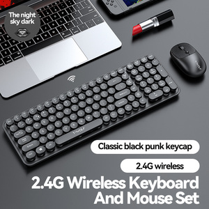 Tè al latte di più colori Slim carino pulsante rotondo ufficio senza fili Bluetooth tastiera e Mouse combo ragazze tastiera per Computer - Product Image 6