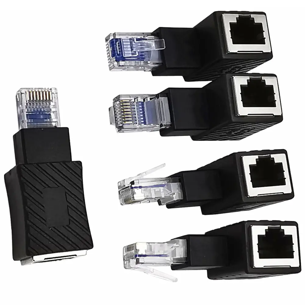 Adattatore di estensione RJ45 Ethernet LAN maschio a femmina Cat5 Cat5e angolato a 90 gradi