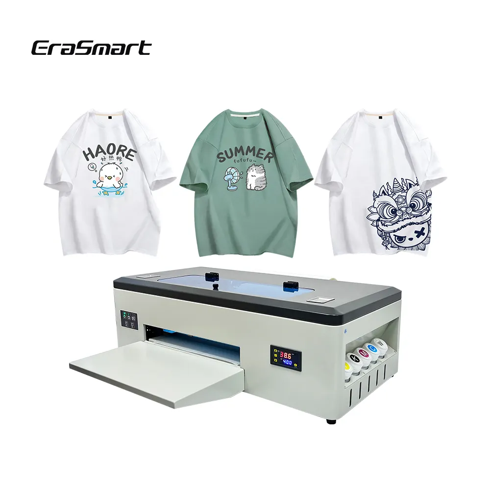 Erasmart Melhor Desktop Direto Para Vestuário Grande Formato Impressora Têxtil 1390 Cabeça Digital T Shirt Máquina De Impressão A3 Dtf Impressora