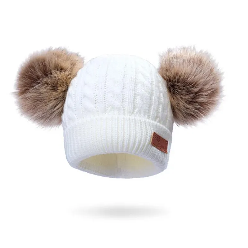 Hot Bán Mùa Đông Có Thể Tháo Rời Lông Pom Beanie Thời Trang Raccoon Baby Fur Bobble Knit Hat