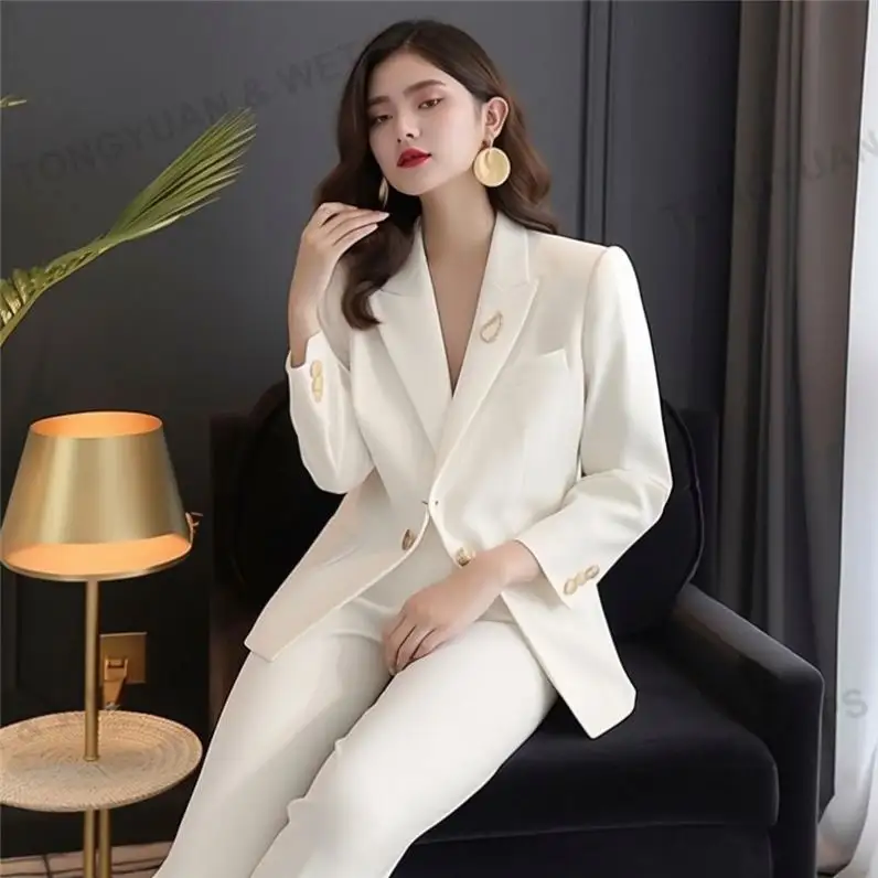 Ternos das Mulheres de grandes dimensões & Tuxedo Terno das Senhoras Collar-Manga Longa Curta Tops Mulheres Blazer Elegante Femme Para Ladi