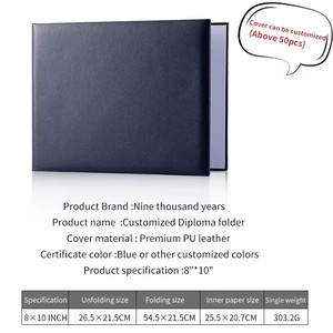 Özel A4 moda deri sertifika sahipleri klasik karton dosya kağıt sertifika klasörü - Product Image 4