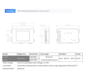 6.4 Inch HD Full Color VGA <strong>BNC</strong> <strong>Input</strong> Industrial <strong>LCD</strong> <strong>Monitor</strong> CCTV Car Security <strong>With</strong> LED Backlight for Desktop Use - Product Image 3