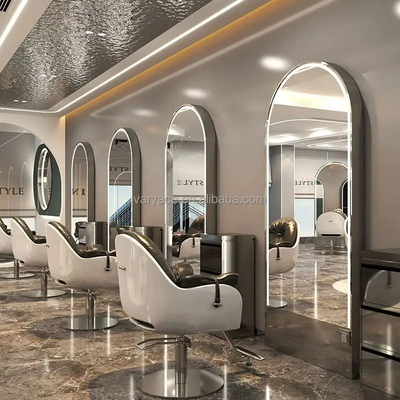 Miroirs de salon de beauté en bois au design moderne pour salon de coiffure, salon de coiffure, bureau à domicile