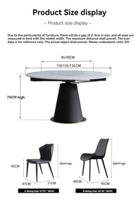 现代圆形可伸展大理石餐桌旋转伸缩岩石顶折叠桌 - Product Image 6