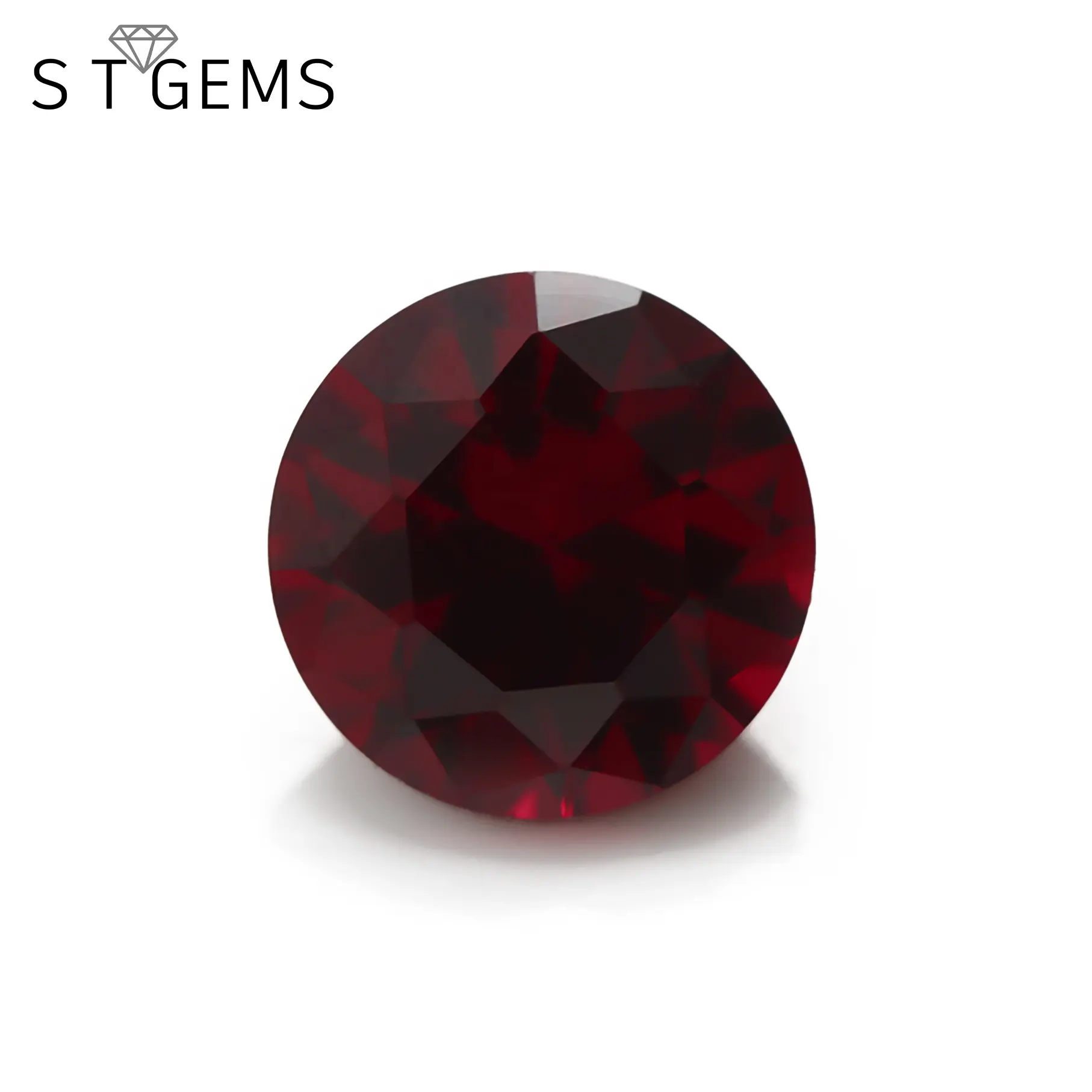 Prezzi della pietra sintetica del rubino sintetico della pietra preziosa del corindone rosso scuro Ruby8 # del taglio rotondo della cina da vendere