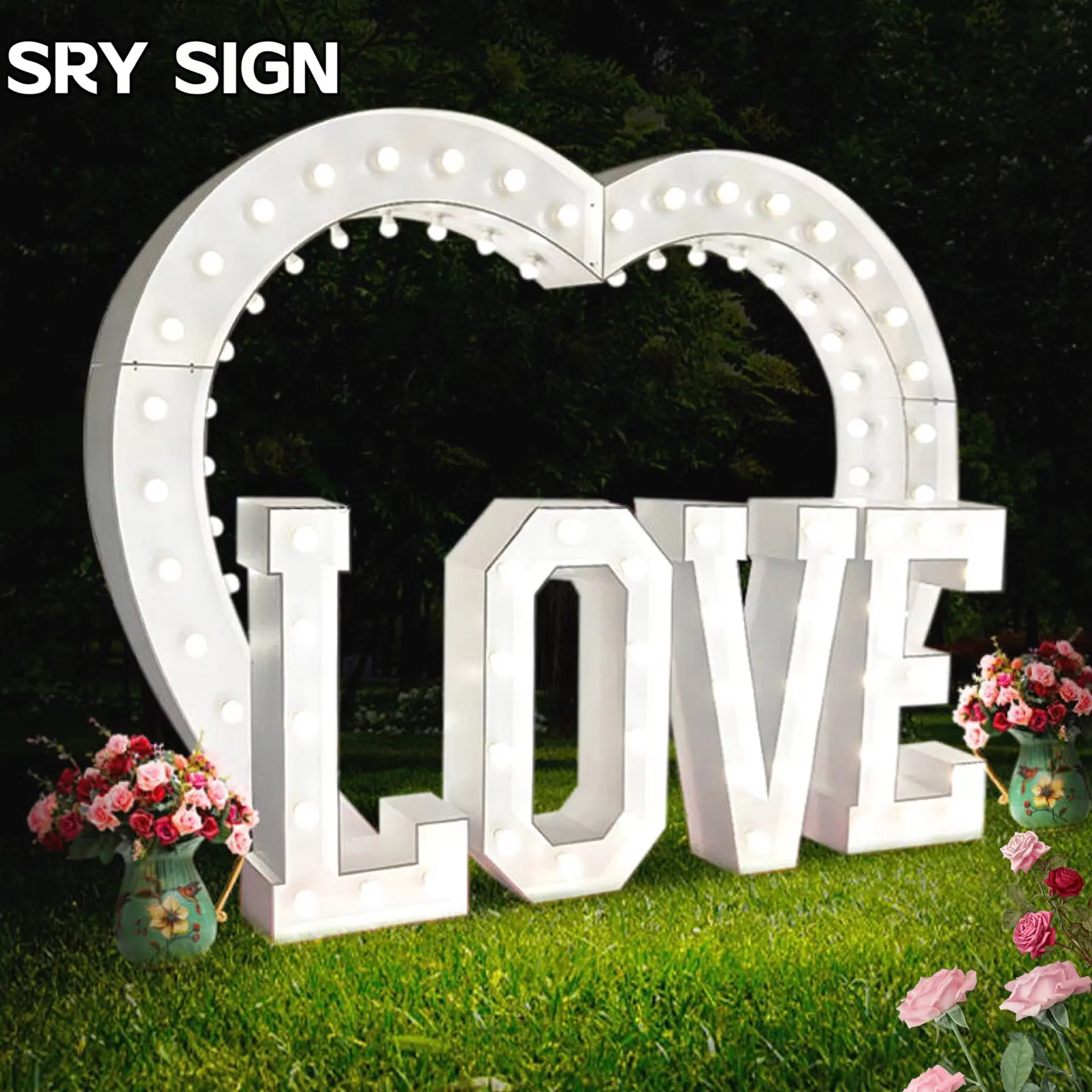 Letras iluminadas de led personalizadas sry, números de casamento, 3 pés de 4 pés, letras de amor, sinal de luz