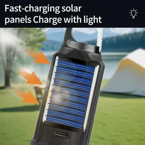 Kanca tipi ile taşınabilir COB ampul LED kamp lambaları-C güneş enerjili açık çadır aydınlatma 3 modu parlaklık - Product Image 6