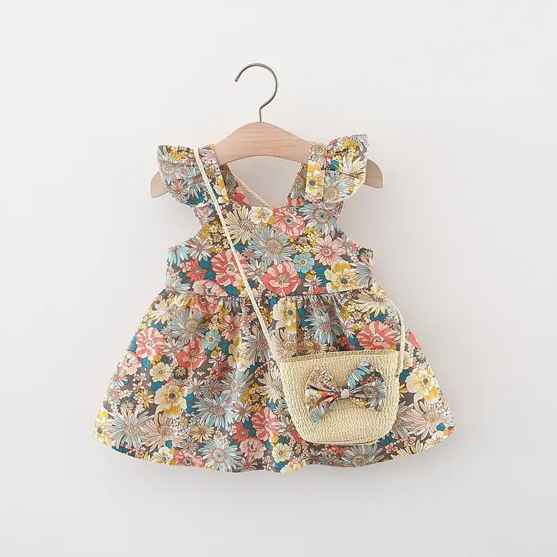 Vestido informal floral para niña y bebé, bolsa gratis en línea, diseño con espalda en v, para verano, 6M, 2 años, 2022