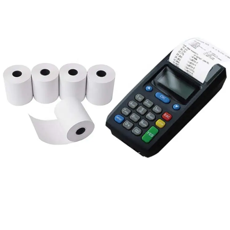 Rollos de papel térmico Pos rollos de recibo de efectivo del fabricante precio al por mayor 60g 65g 70g 57*40mm 80*80mm blanco único
