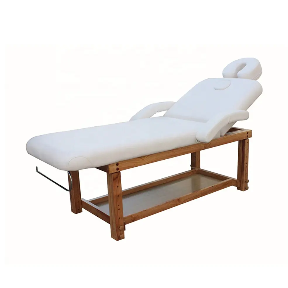 Adjustable Height Professional Modern Physical Therapy Thai Wood Spa Beauty Facial Massage Table Bed for Sale