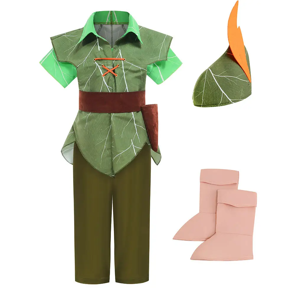 2024 nuovo Costume da festa per bambini di natale di Halloween per bambini elfo verde Peter Pan