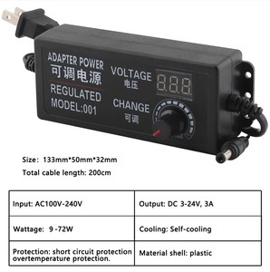 AC DC Regolabile Tensione di Alimentazione 3V-24V 3A Adattatore Universale con 8 Connettori a Spina - Product Image 5