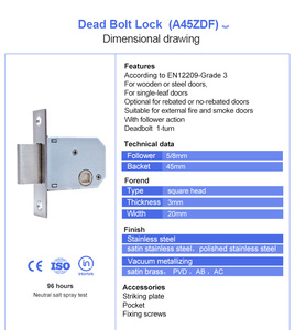 Nhà máy-bền a45zdf chống trộm Lỗ mộng khóa Key unloack chết Bolt cho cửa thép bằng gỗ nhôm sắt kẽm vật liệu kim loại - Product Image 4