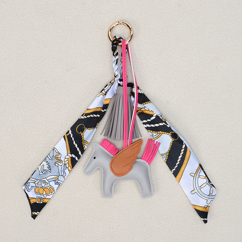 Gray tassel silk scarf + gray pegasus