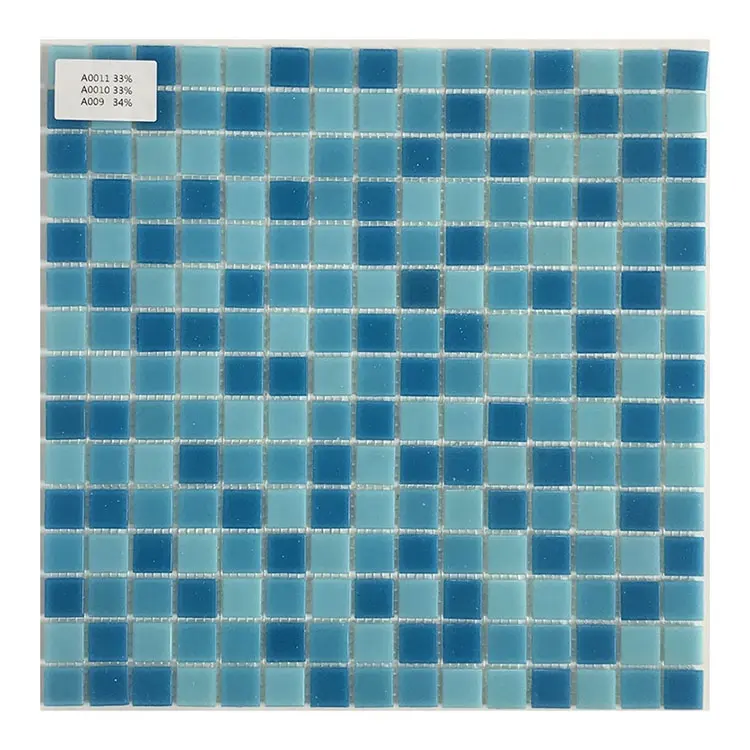 Mosaico in ceramica per piscina con specchio in cristallo quadrato blu per piscine