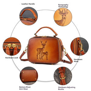 Sevimli Fawn lüks hakiki deri çantalar askılı omuz çantası niş tasarım omuz çantası edebi ulusal tarzı Crossbody çanta - Product Image 5