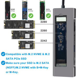 Commercio all'ingrosso 8 in 1 USB tipo-C Multi-funzione SD/TF lettore di schede, 10Gbps trasmissione dati USB 3. 0 porta, HDMI, M.2 SATA usb c hub - Product Image 2