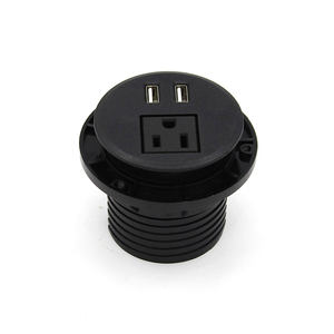 Toma de corriente redonda empotrada con puertos USB duales, toma de corriente de mesa, estación de carga de escritorio con 2 salidas - Product Image 1