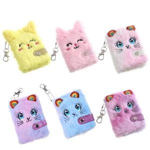 Mini lindo diario de bolsillo de felpa, diario grueso con cerradura y llavero, diario personal pequeño, juego de blocs de notas de dibujos animados - Product Image 1