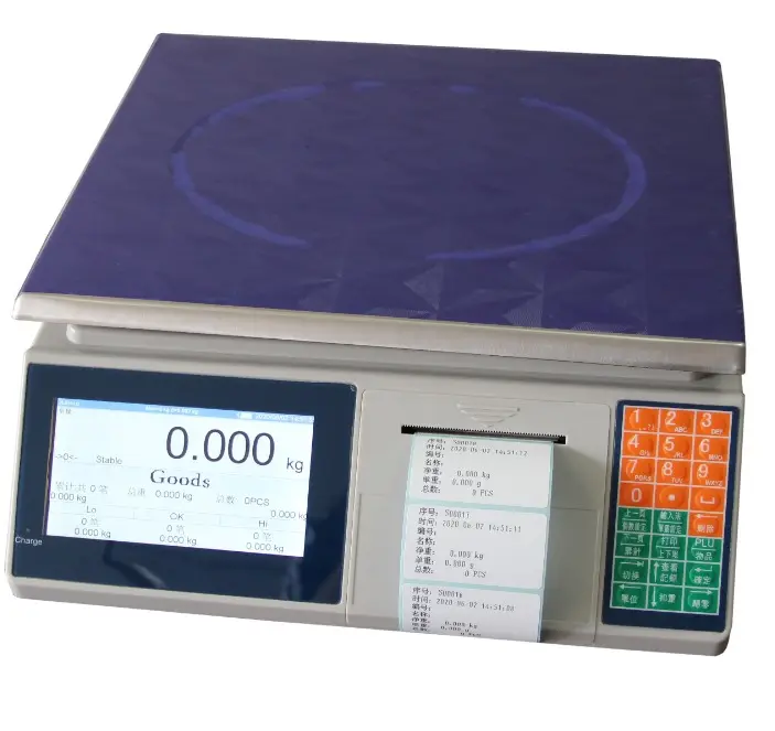 Báscula Smart Shop con impresora de facturas Báscula digital para alimentos con recibo de impresora 30kg 1g