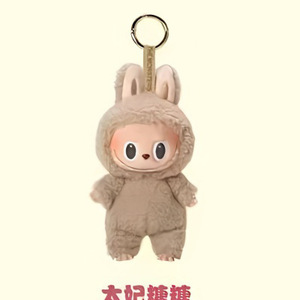 Yeni 17cm Labubu peluş bebek süper yumuşak hareketli kafa eller bacaklar anahtarlık kolye Kawaii karikatür peluş bebek sırt çantası kolye oyuncaklar