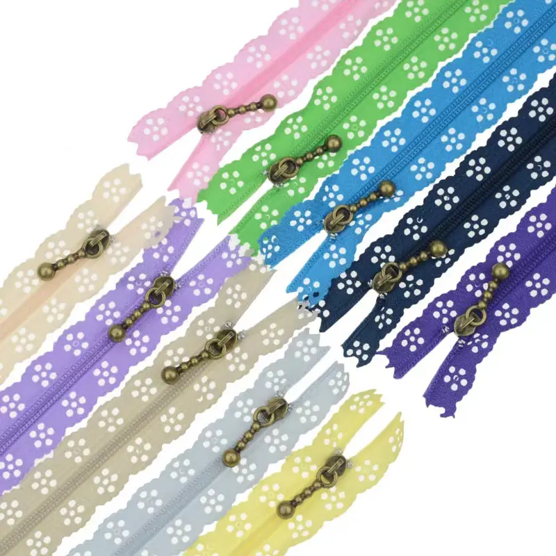 Factory Outlet 40cm Multi Color 3# Lace Nylon Zipper For Sewing metal zipper