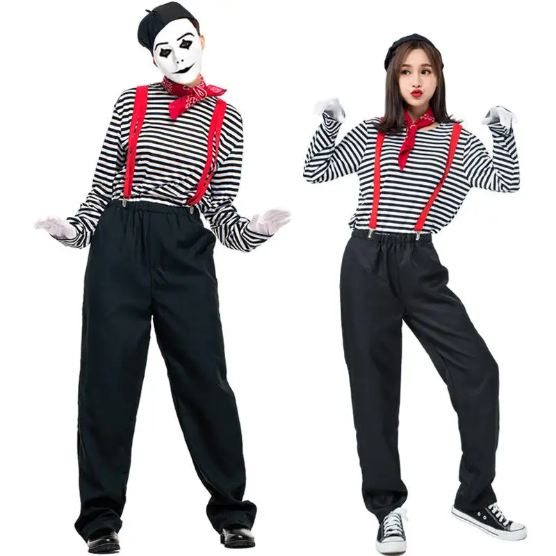Mime Ator Bens Casal Palhaço Traje Exportação Jogo Traje Japonês Halloween Burlesque Desempenho Traje