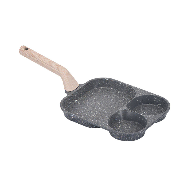Sartén grande gris de 3 orificios