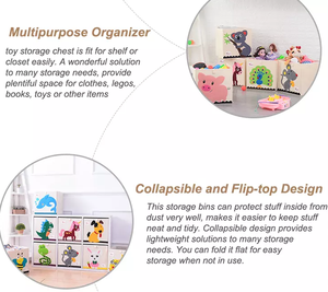 <strong>Toy</strong> Storage Chest <strong>Box</strong> for Kids and Babies Collapsible Organizer Bin with Flip Lid - Product Image 3
