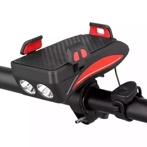 自転車電話ホルダーとライトホーンベル4in1多機能自転車ランプフロントライトハンドルバーマウント2000mahパワーバンク充電器 - Product Image 2