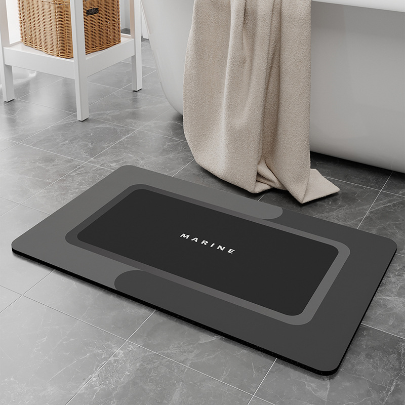 Diatomaceous earth bathroom mat - Morandi oval dark gray