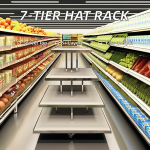 Supermarket Four-Story Metal Revolving Shelf Floor-to-Ceiling <strong>Display</strong> Rack 4-layer square Flow <strong>Table</strong> - Product Image 3