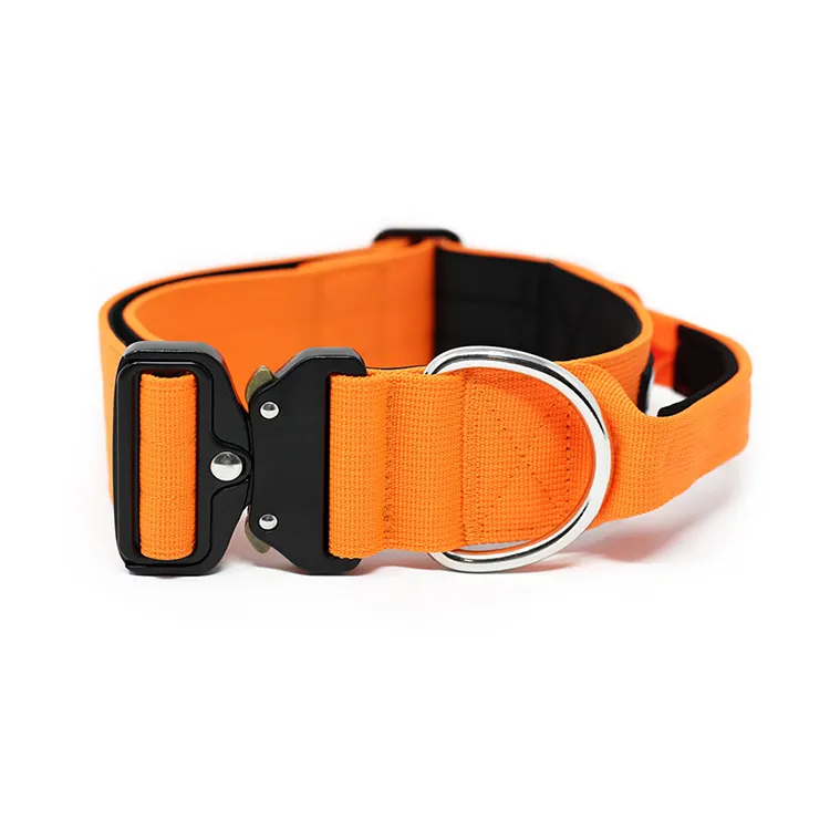 Collier tactique K9 réglable de 2 pouces pour chien avec poignée et boucle en métal