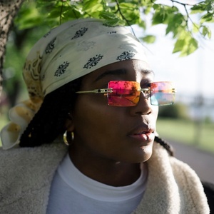 نظارات مستقيمة معدنية مخصصة من TFB للرجال والنساء نظارات شمسية مربعة من الأسيتات بدون إطار مع شعار على العدسات - Product Image 6