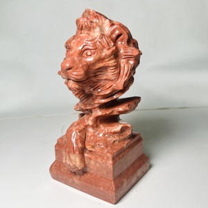 Cilalı kırmızı güneş taş aslan heykeli heykel doğal kristal heykeli süs hayvan heykelcik ev ofis için manevi taş - Product Image 3