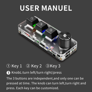 Teclado inalámbrico Bt de 3 teclas de 2,4G, perilla Macro, tecla de acceso directo para pegar, juego de deportes electrónicos, Mini Teclado mecánico con conexión en caliente - Product Image 6