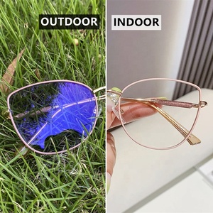 Photochromic 렌즈 안티 블루 라이트 모조 다이아몬드 합금 핑크 고양이 눈 봄 경첩 lunett photogray 원래 색상 변경 안경 - Product Image 3