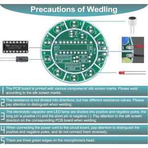 Progetto di saldatura Kit elettronici fai da te Kit di pratica del circuito stampato ruota rotante a LED colorata ruota con musica per adulti bambini B - Product Image 6