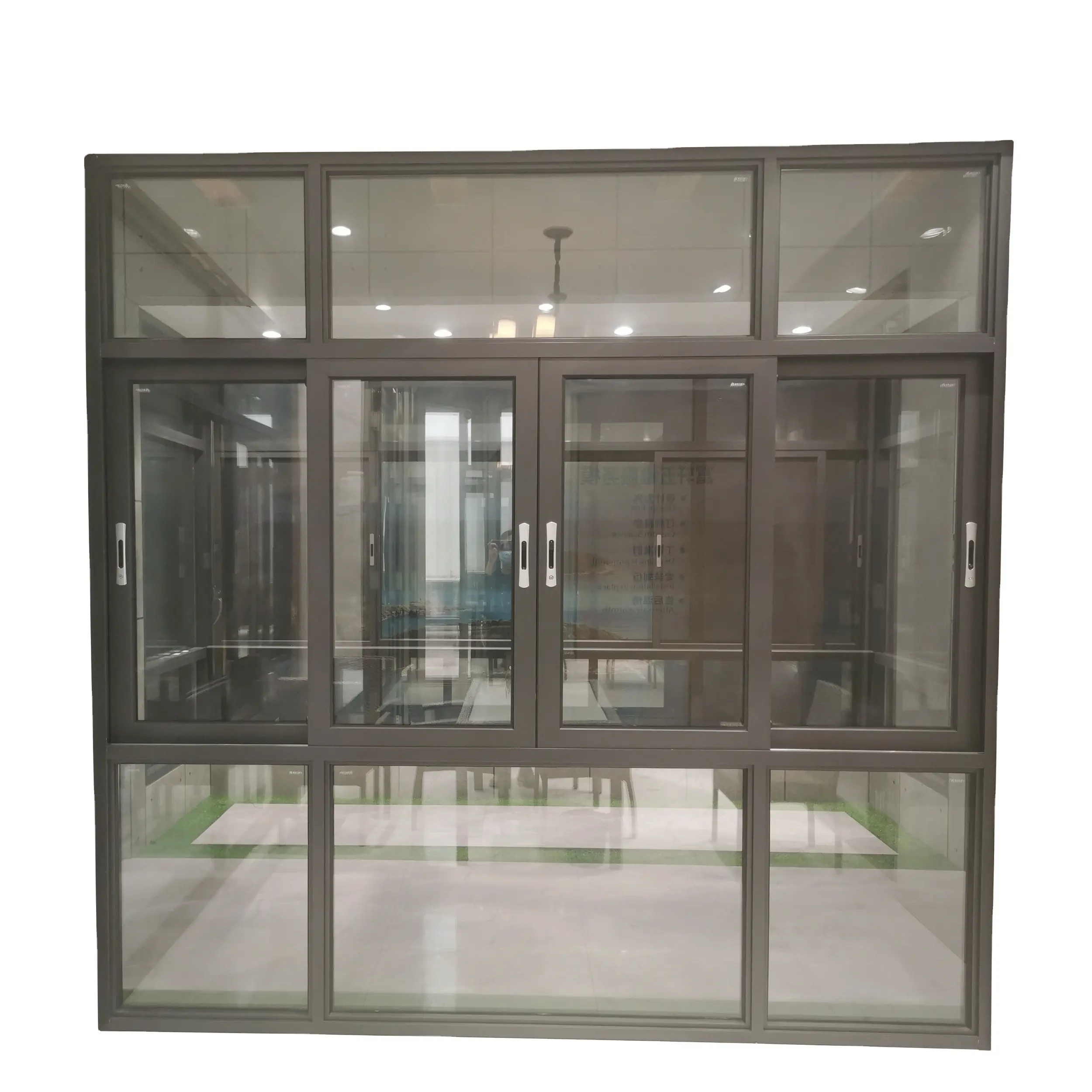 Ventana de vidrio deslizante de aluminio con marco estrecho minimalista de alta calidad Fuson para apartamento Horizontal de diseño gráfico para el hogar
