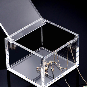 High Quality Custom Transparent Acrylic Jewelry <strong>Display</strong> <strong>Storage</strong> Box Plastic <strong>Cube</strong> with <strong>Plexiglass</strong> Eternal Rose Lid - Product Image 1