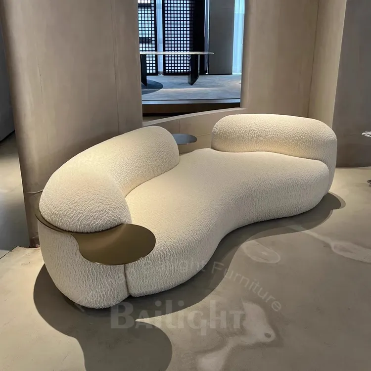 Bailight mobilya tasarımı modern oturma odası beyaz oyuncak kadife kanepe mobilya