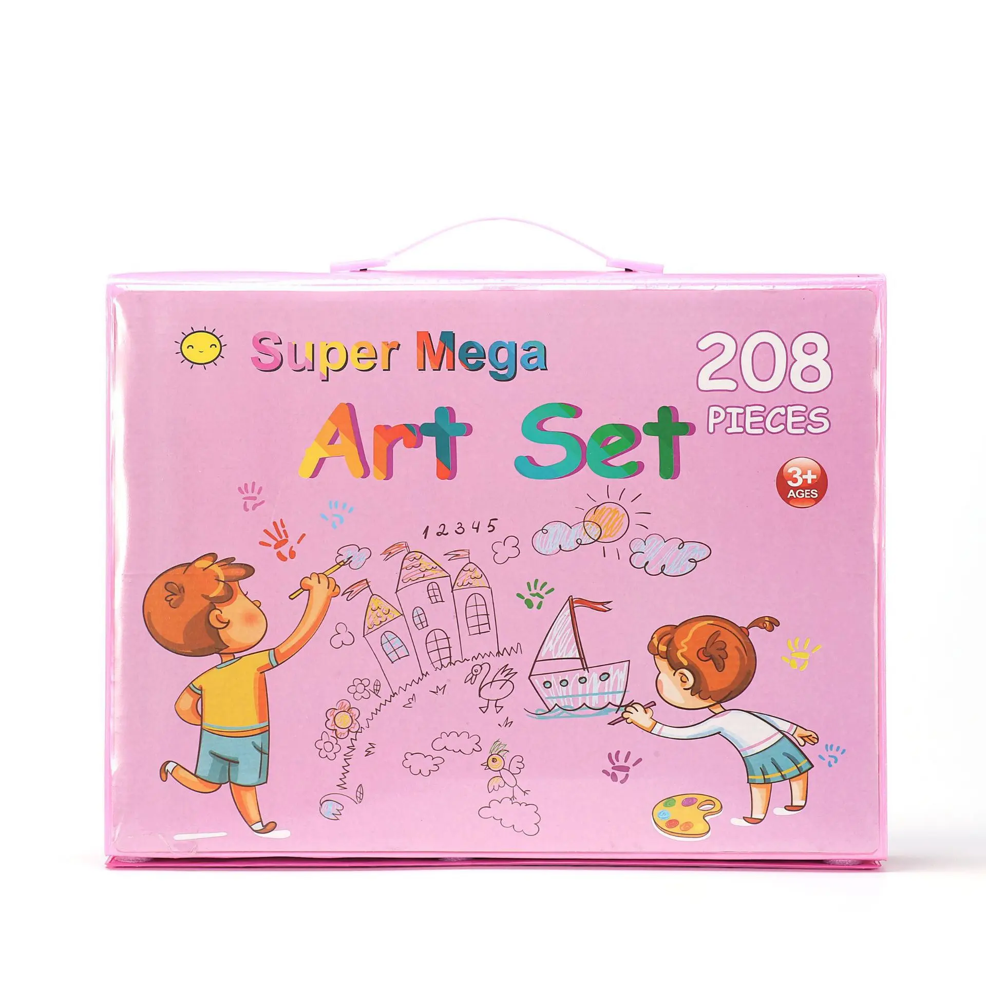 Juego de Arte de dibujo de 208 piezas, dibujo de pintura para niños, caja de artista, juego de Arte de impresión con tablero de dibujo