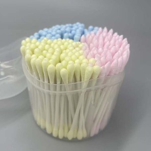 Fabrika doğrudan makyaj aracı pamuk tomurcukları üç renkli kağıt sopa kafaları üç kafa türleri toptan renkli tek kullanımlık pamuk swablar - Product Image 5