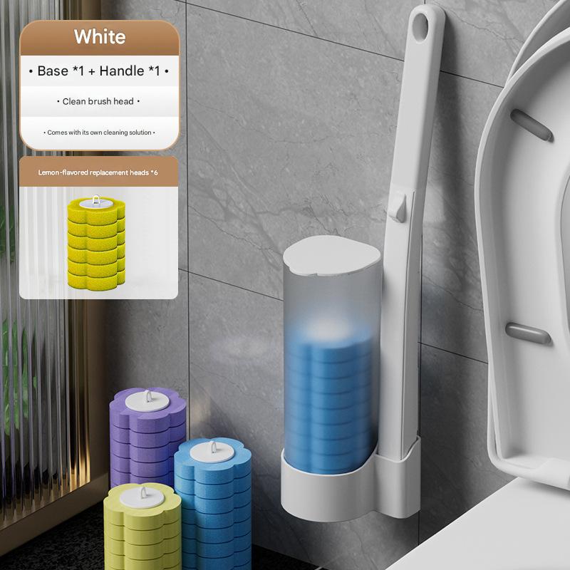 White Toilet Brush + Lemon Scented Refill Heads