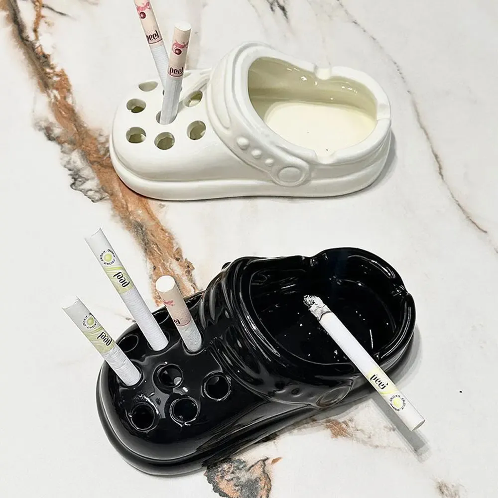 Shoes Slippers Black White Office Home Living Room Anti-Fly Ash Ornaments-Crocs Funny Cute Design Ceramic Smoke Cup Ashtray