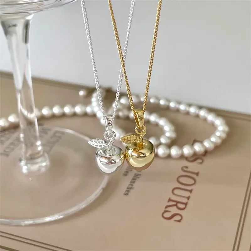 JoyEver zarte und minimalist ische Halskette Sterling Silber 18 Karat Gold Apfel frucht Anhänger Halskette