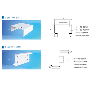 ASTM A36 Verzinkte kalt geformte C-Form Profil kanal Stahls trebe Moderne geschlitzte C U Z Balken konstruktion für Gebäude zwecke - Product Image 5