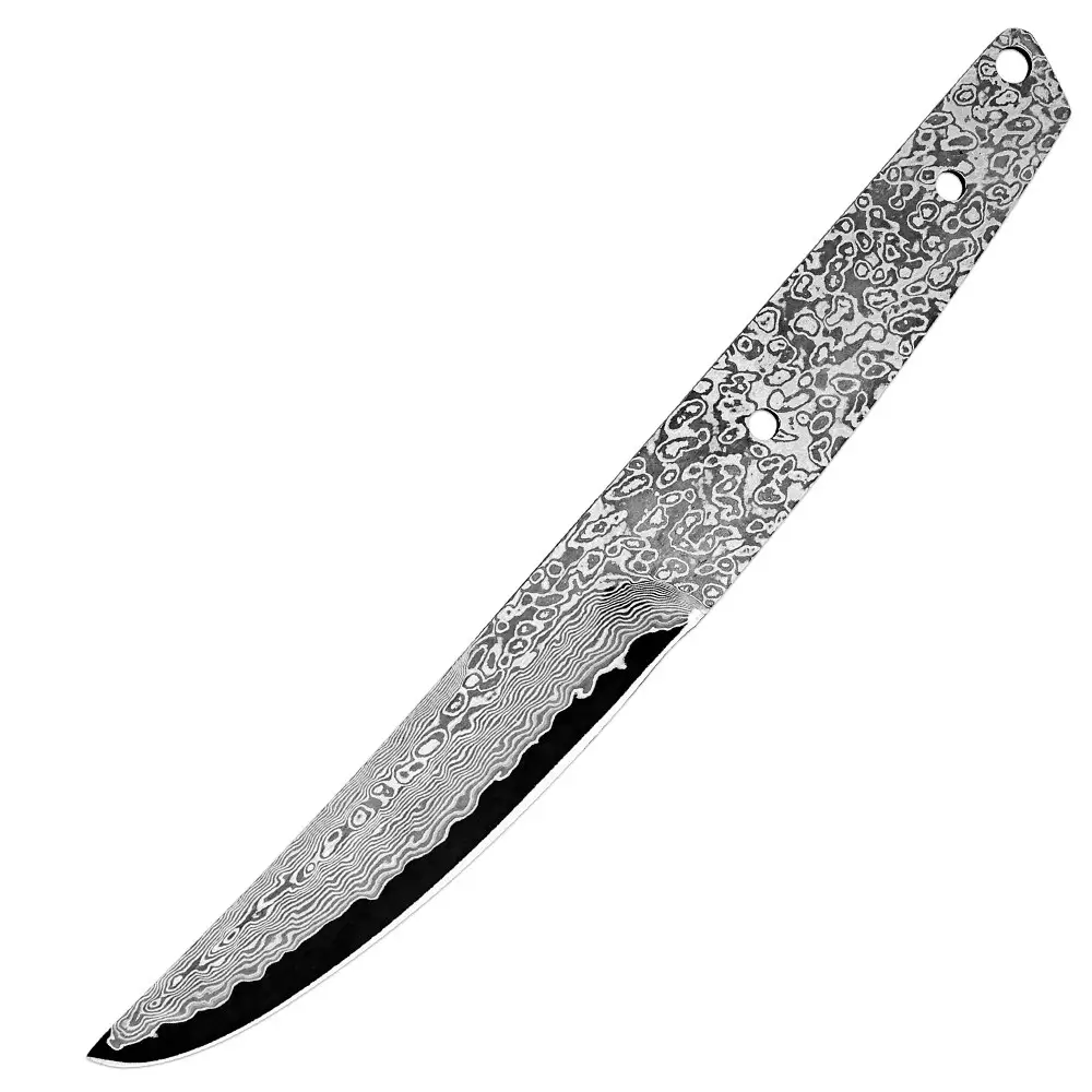 شفرة دمشقية يدوية فولاذية فارغة شفرة تكتيكية تخييم شفرة دمشقية آلة صنع سكين يدوية الصنع